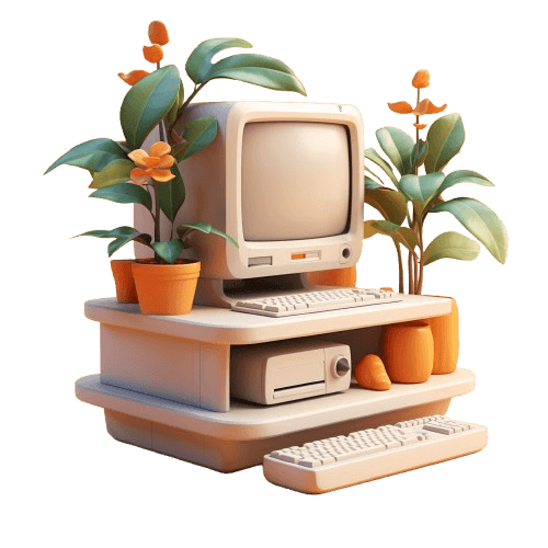 Retro CRT computer desk setup